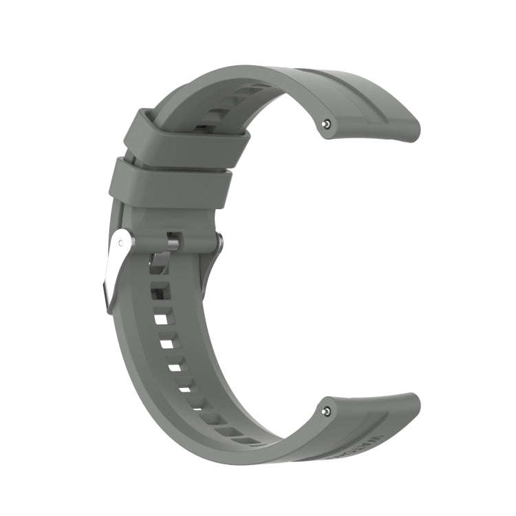 For TicWatch Pro 3 Silicone Watch Band with Silver Steel Buckle(Grey)