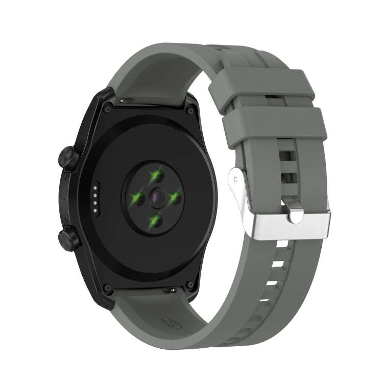 For TicWatch Pro 3 Silicone Watch Band with Silver Steel Buckle(Grey)