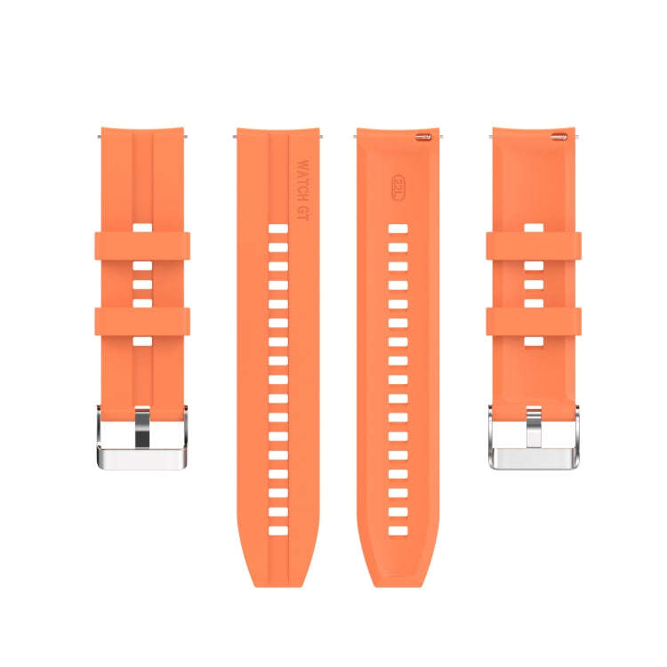 For TicWatch Pro 3 Silicone Watch Band with Silver Steel Buckle(Vibrant Orange)