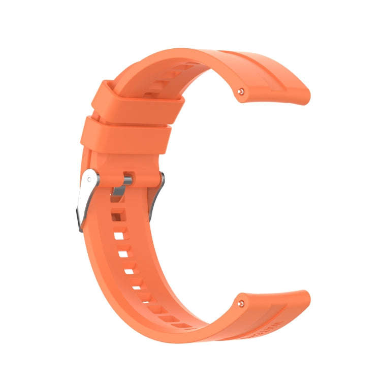 For TicWatch Pro 3 Silicone Watch Band with Silver Steel Buckle(Vibrant Orange)