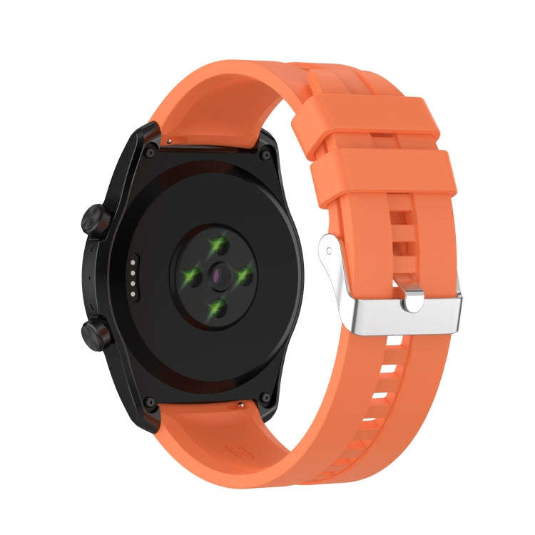 For TicWatch Pro 3 Silicone Watch Band with Silver Steel Buckle(Vibrant Orange)