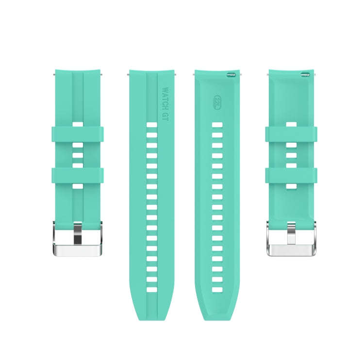 For TicWatch Pro 3 Silicone Watch Band with Silver Steel Buckle(Aurora Blue)