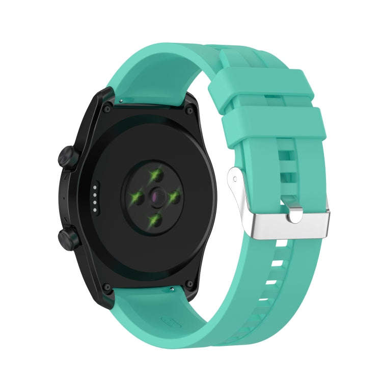 For TicWatch Pro 3 Silicone Watch Band with Silver Steel Buckle(Aurora Blue)