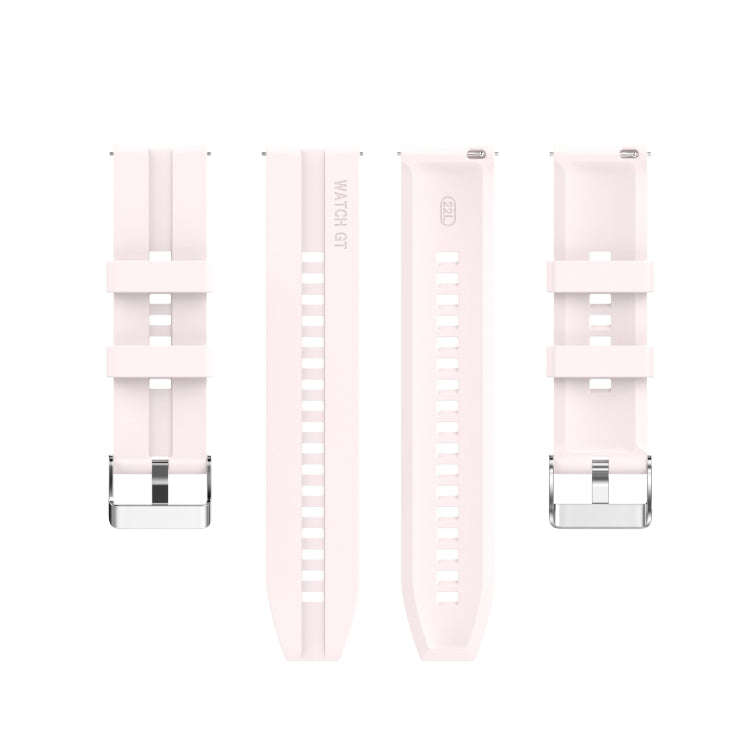 For TicWatch Pro 3 Silicone Watch Band with Silver Steel Buckle(Quicksand Pink)