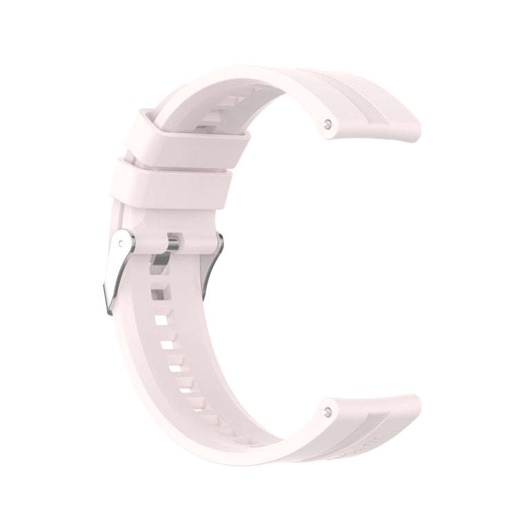 For TicWatch Pro 3 Silicone Watch Band with Silver Steel Buckle(Quicksand Pink)