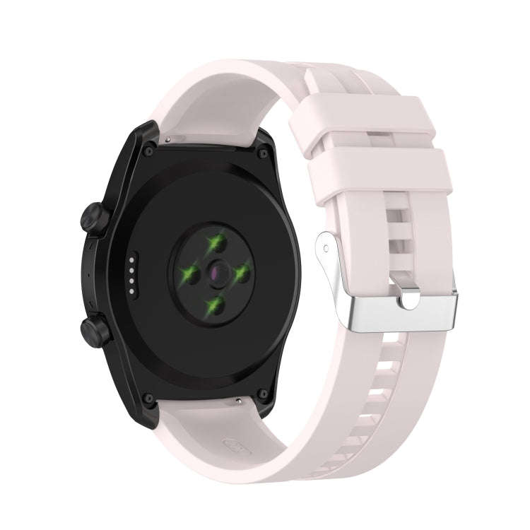 For TicWatch Pro 3 Silicone Watch Band with Silver Steel Buckle(Quicksand Pink)