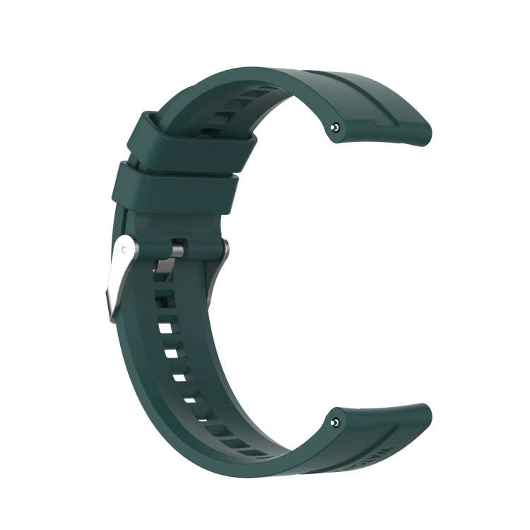 For TicWatch Pro 3 Silicone Watch Band with Silver Steel Buckle(Dark Green)