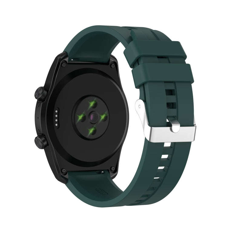 For TicWatch Pro 3 Silicone Watch Band with Silver Steel Buckle(Dark Green)