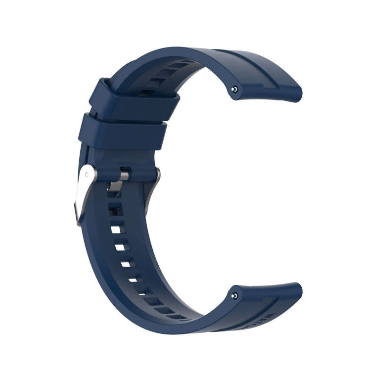 For TicWatch Pro 3 Silicone Watch Band with Silver Steel Buckle(Dark Blue)