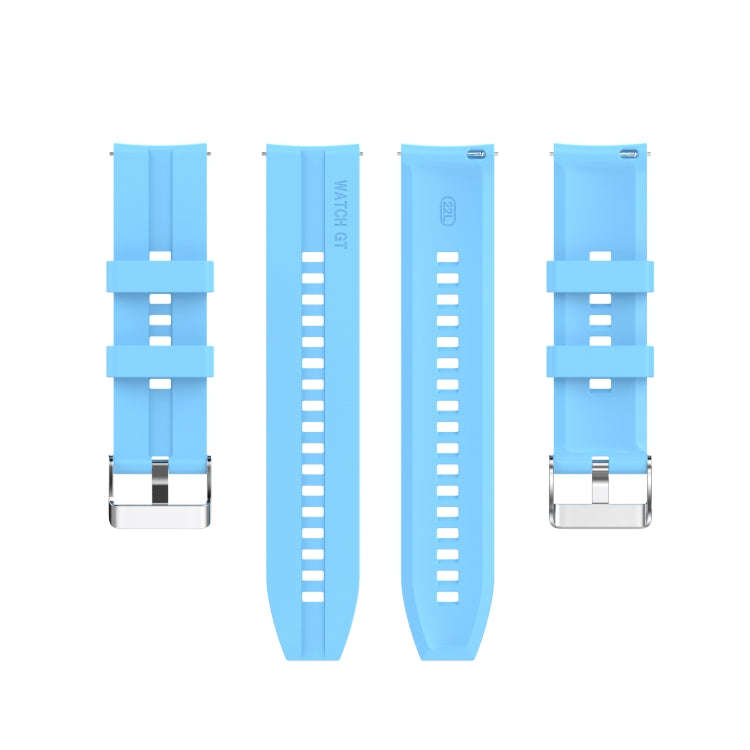 For TicWatch Pro 3 Silicone Watch Band with Silver Steel Buckle(Sky Blue)