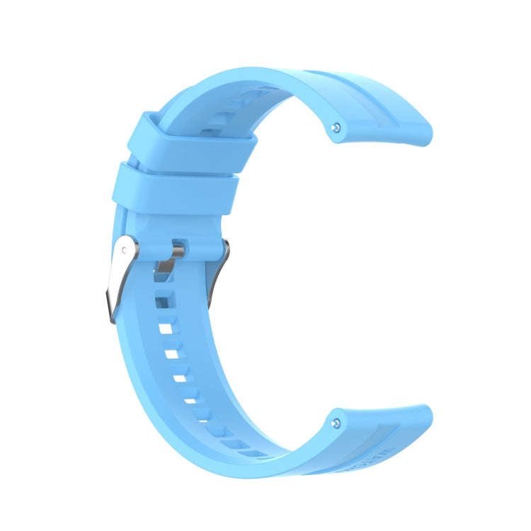 For TicWatch Pro 3 Silicone Watch Band with Silver Steel Buckle(Sky Blue)