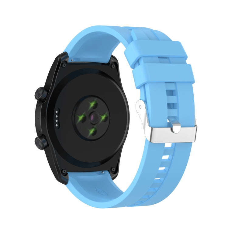 For TicWatch Pro 3 Silicone Watch Band with Silver Steel Buckle(Sky Blue)