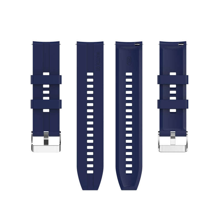 For TicWatch Pro 3 Silicone Watch Band with Silver Steel Buckle(Midnight Blue)