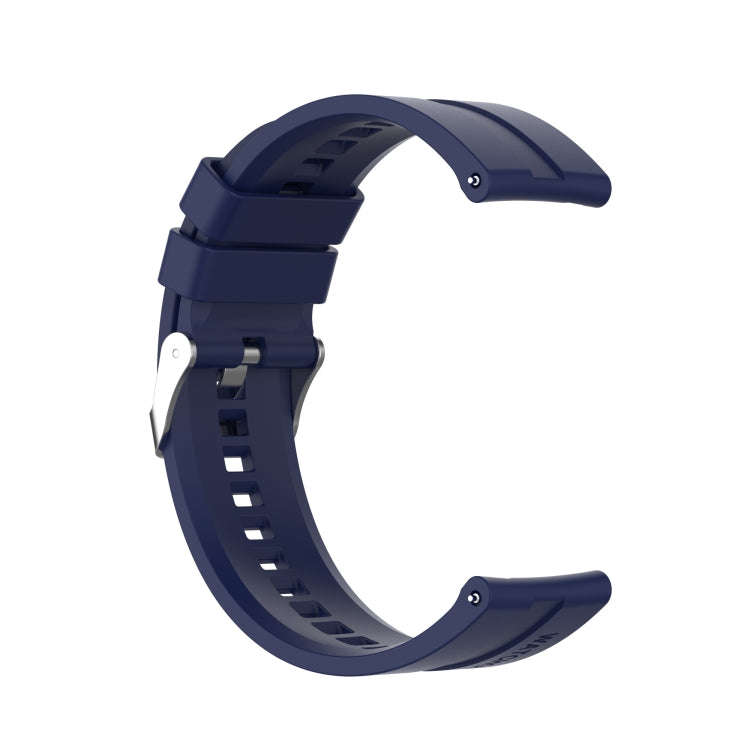 For TicWatch Pro 3 Silicone Watch Band with Silver Steel Buckle(Midnight Blue)