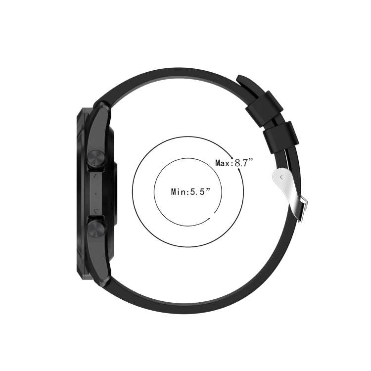 For TicWatch Pro 3 Silicone Watch Band with Silver Steel Buckle(Midnight Blue)