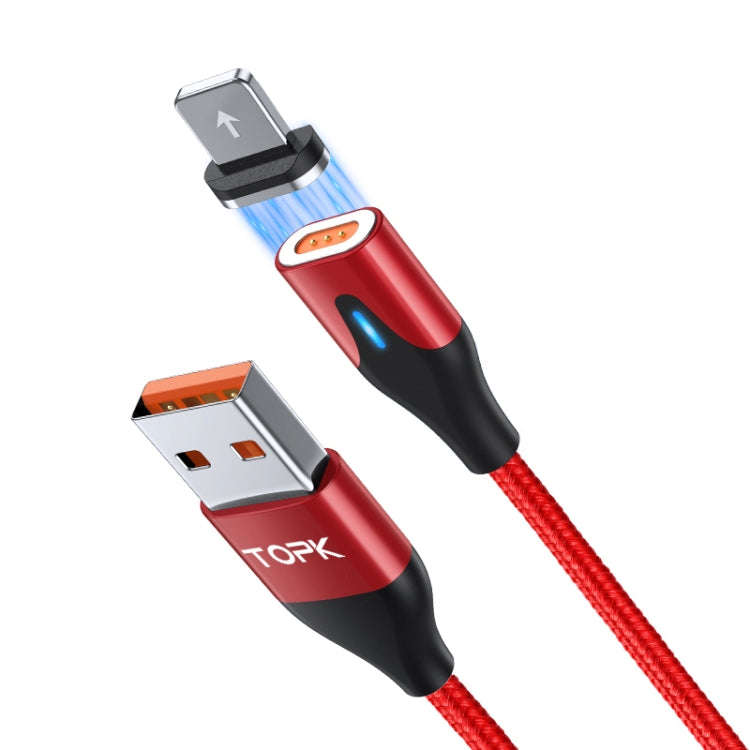 TOPK AM63 1m USB to 8 Pin Flat Magnetic Metal Connector Nylon Braided Magnetic Fast Charging Data...