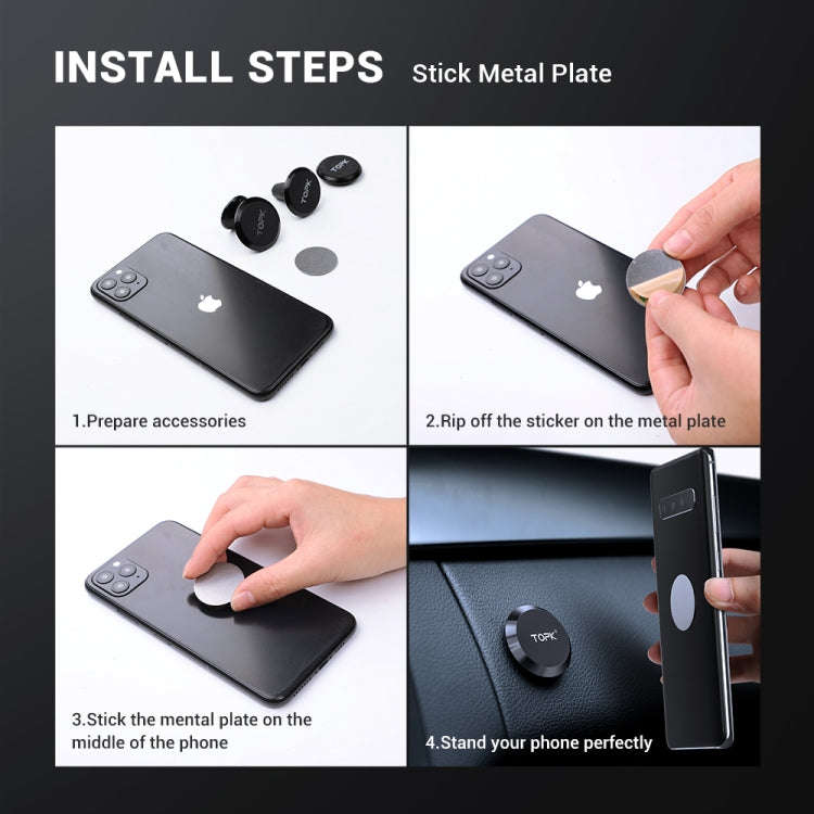 TOPK D21 Car Mobile Phone Holder Magnetic Universal In-car Phone Holder Stand(Black)