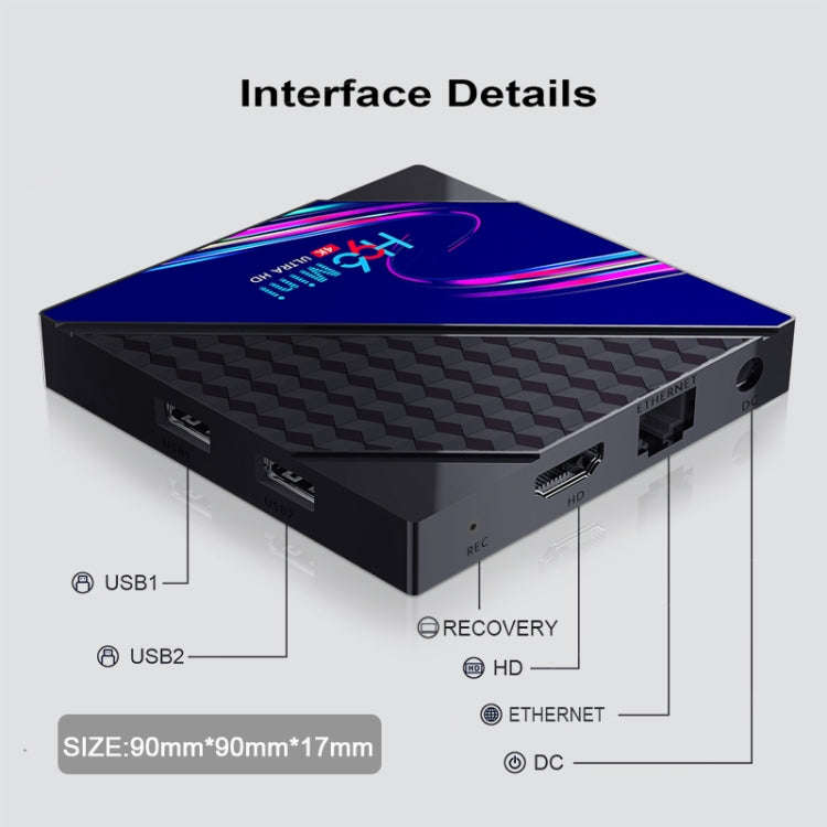 H96 Mini V8 4K Smart TV Box with Remote Control, Android 10.0, RK3228A Quad-core Cortex-A7, 2GB+1...