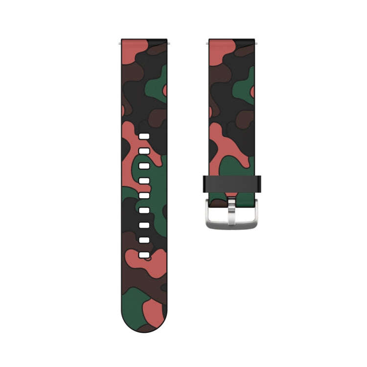20mm For Fossil Hybrid Smartwatch HR Camouflage Silicone  Watch Band with Silver Buckle(1)