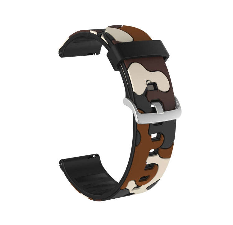 20mm For Fossil Hybrid Smartwatch HR Camouflage Silicone  Watch Band with Silver Buckle(2)