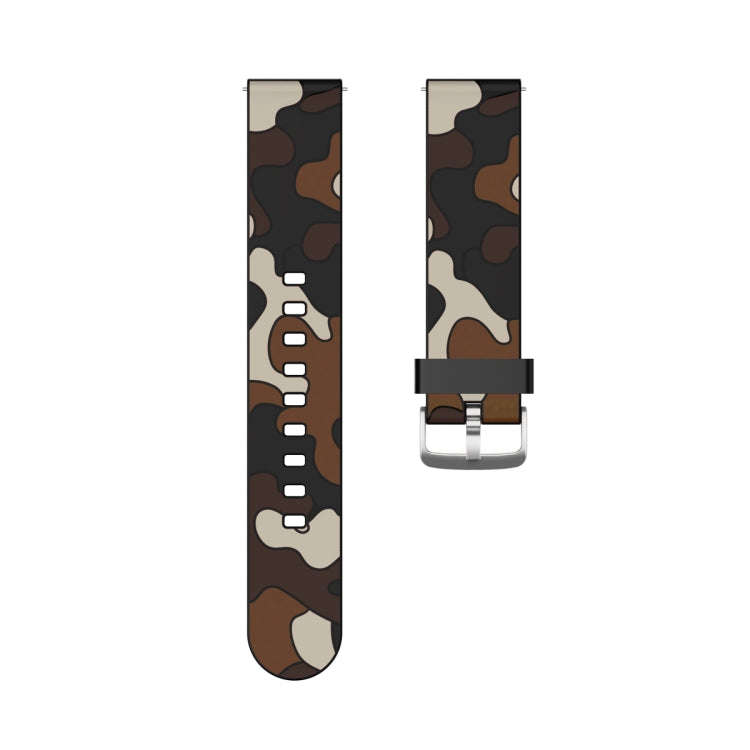 20mm For Fossil Hybrid Smartwatch HR Camouflage Silicone  Watch Band with Silver Buckle(2)