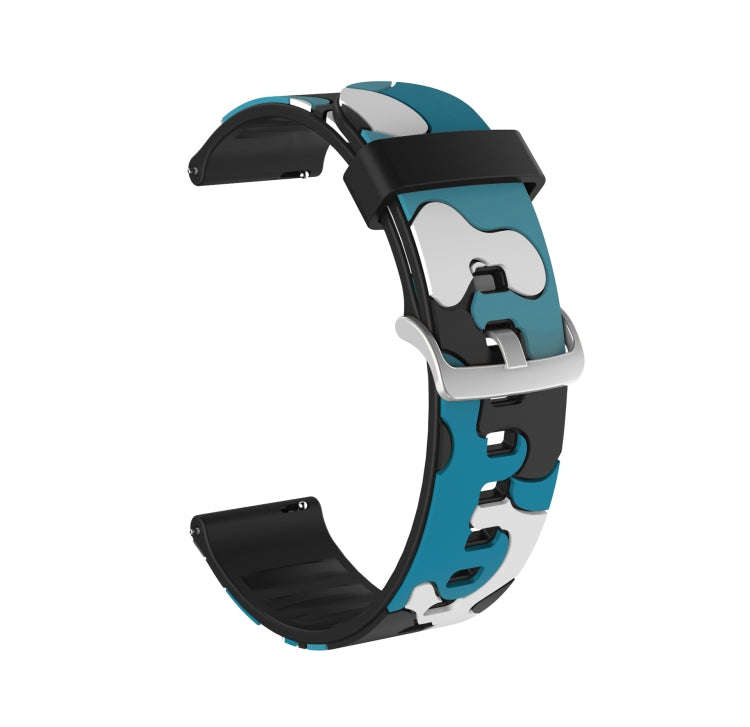 20mm For Fossil Hybrid Smartwatch HR Camouflage Silicone  Watch Band with Silver Buckle(6)