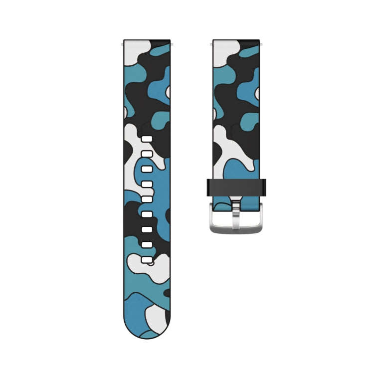 20mm For Fossil Hybrid Smartwatch HR Camouflage Silicone  Watch Band with Silver Buckle(6)