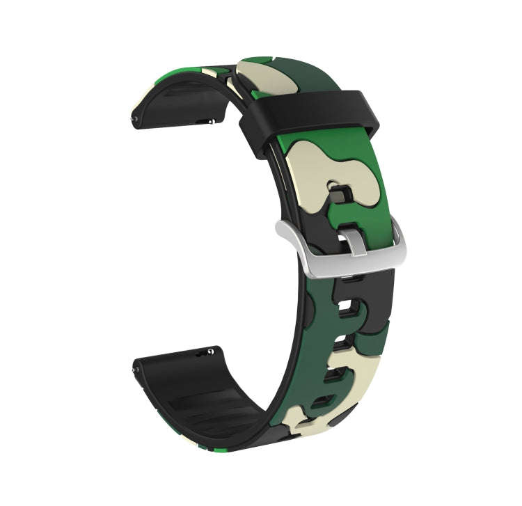 20mm For Fossil Mens Gen 4 Explorist HR Camouflage Silicone  Watch Band with Silver Buckle(4)