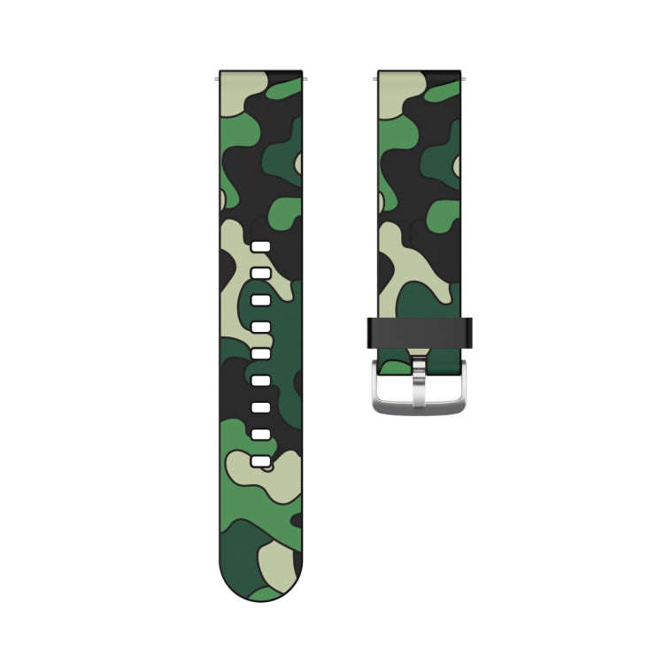 20mm For Fossil Mens Gen 4 Explorist HR Camouflage Silicone  Watch Band with Silver Buckle(4)