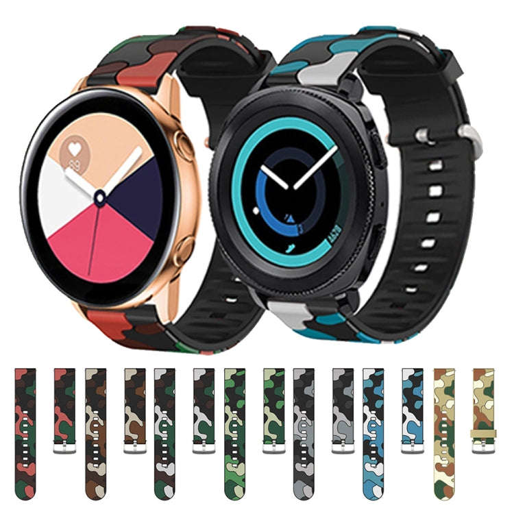 20mm For Fossil Mens Gen 4 Explorist HR Camouflage Silicone  Watch Band with Silver Buckle(1)