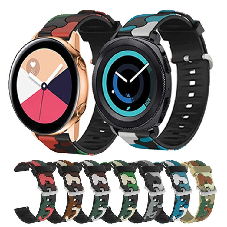 20mm For Fossil Mens Sport Camouflage Silicone  Watch Band with Silver Buckle(2)