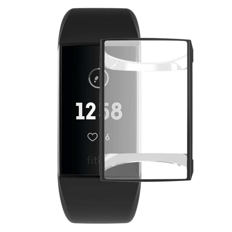 For Fitbit Charge 3 / 4 Full Coverage Plating TPU Watch Case(Black)