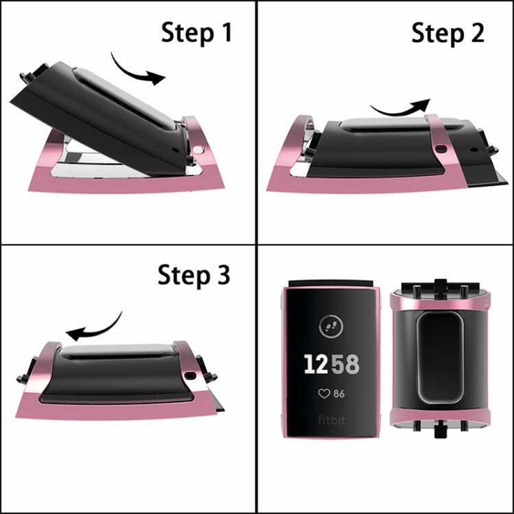 For Fitbit Charge 3 / 4 Full Coverage Plating TPU Watch Case(Pink)