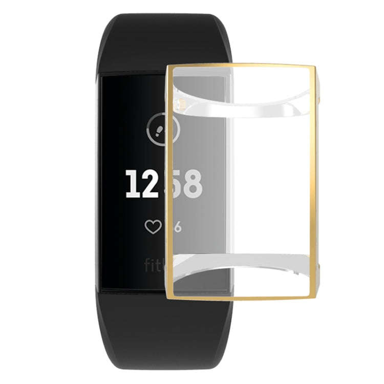 For Fitbit Charge 3 / 4 Full Coverage Plating TPU Watch Case(Gold)