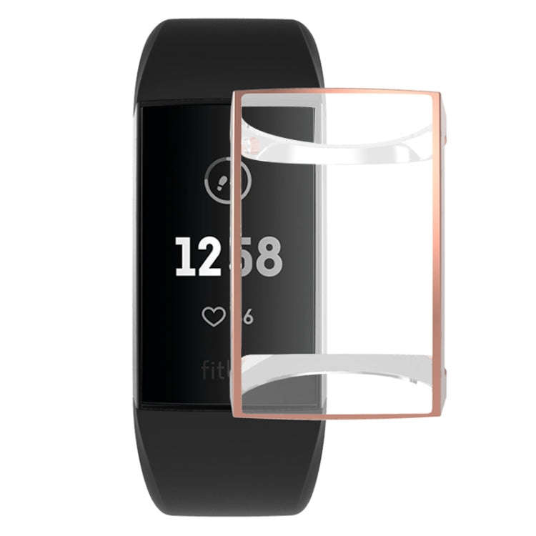 For Fitbit Charge 3 / 4 Full Coverage Plating TPU Watch Case(Rose Gold)