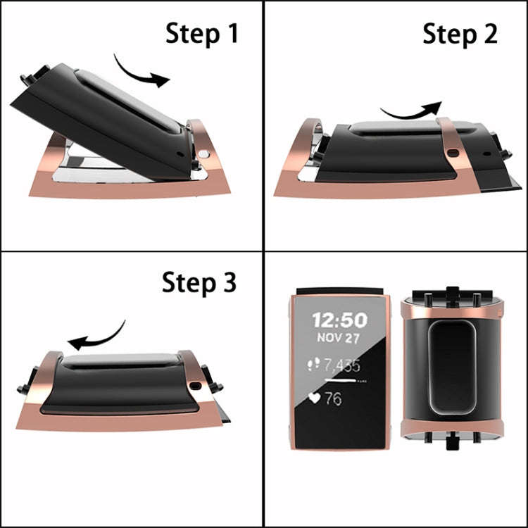 For Fitbit Charge 3 / 4 Full Coverage Plating TPU Watch Case(Rose Gold)
