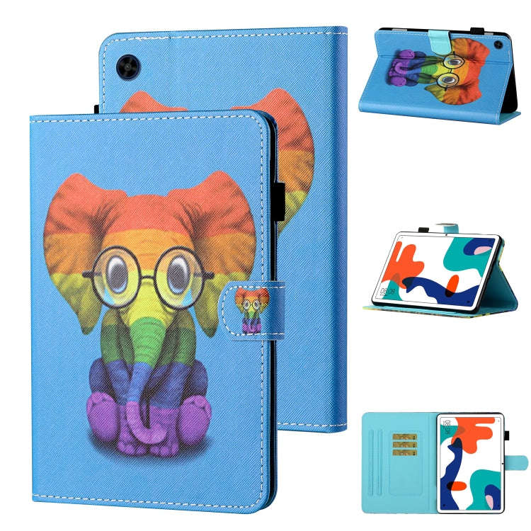 For Huawei MatePad T 8 Colored Drawing Stitching Horizontal Flip Leather Case TPU Bottom Case wit...