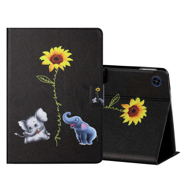 For Huawei MatePad T8 Colored Drawing Horizontal Flip Leather Case with Holder & Card Slots(Eleph...