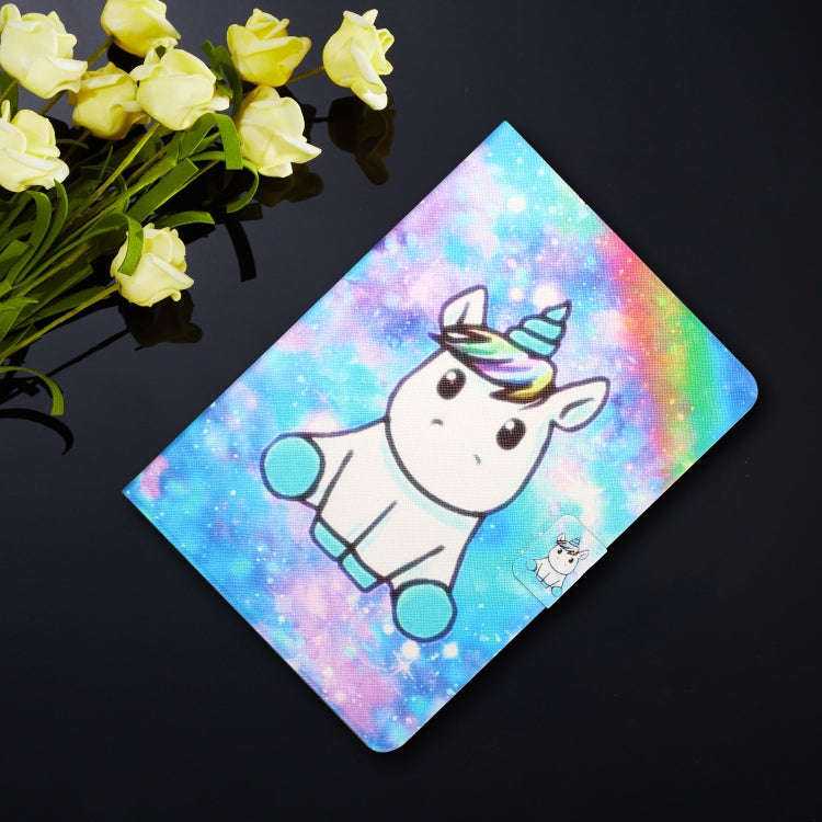 For Huawei MatePad T8 Colored Drawing Horizontal Flip Leather Case with Holder & Card Slots(Unicorn)