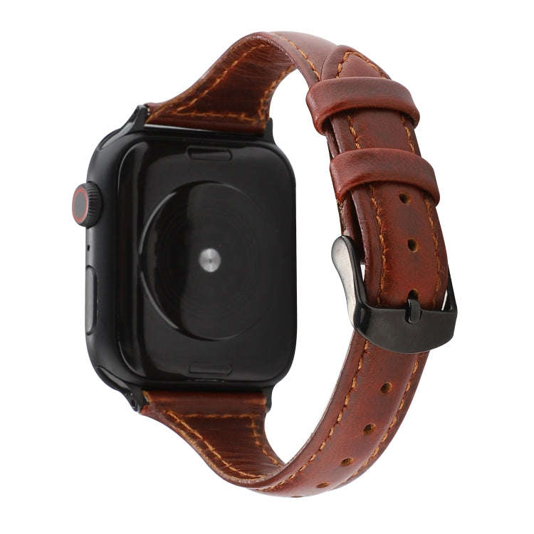 For Apple Watch Series 7 41mm / 6 & SE & 5 & 4 40mm / 3 & 2 & 1 38mm Crazy Horse Texture Genuine ...