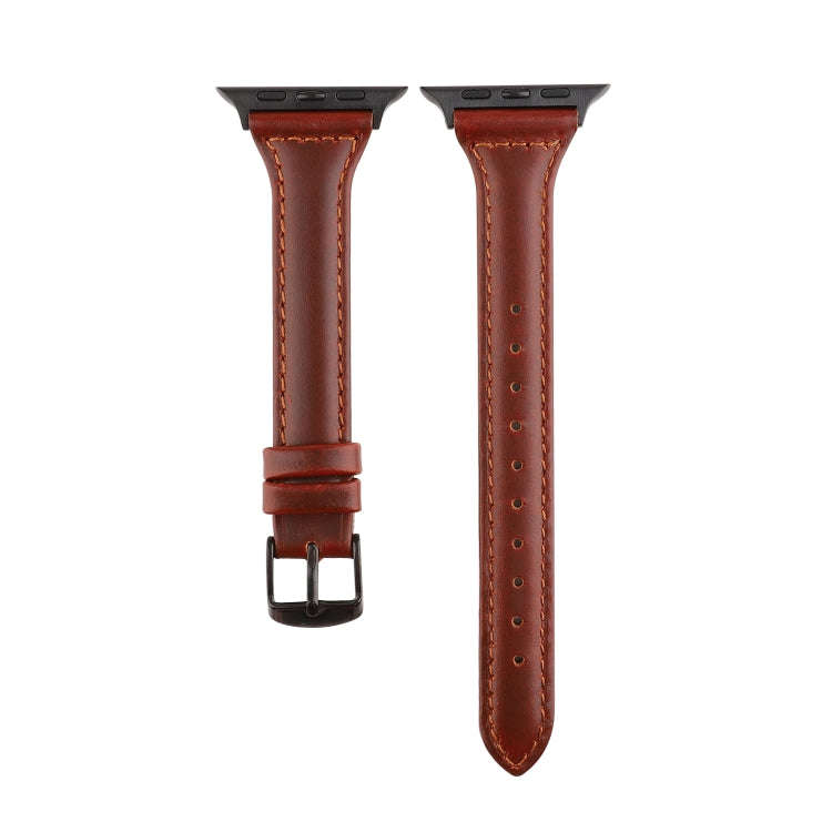 For Apple Watch Series 7 41mm / 6 & SE & 5 & 4 40mm / 3 & 2 & 1 38mm Crazy Horse Texture Genuine ...