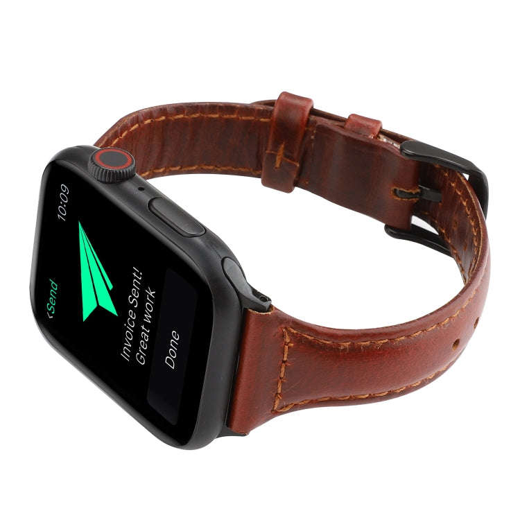 For Apple Watch Series 7 41mm / 6 & SE & 5 & 4 40mm / 3 & 2 & 1 38mm Crazy Horse Texture Genuine ...