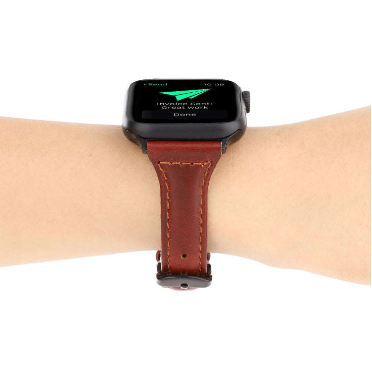 For Apple Watch Series 7 41mm / 6 & SE & 5 & 4 40mm / 3 & 2 & 1 38mm Crazy Horse Texture Genuine ...