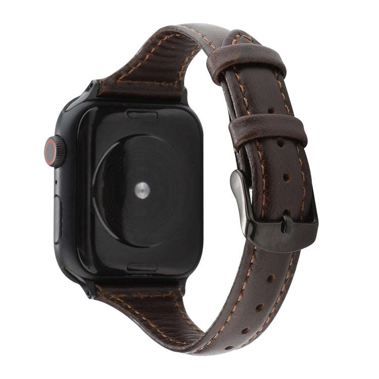 For Apple Watch Series 9&8&7 41mm / SE 3&SE 2&6&SE&5&4 40mm / 3&2&1 38mm Crazy Horse Texture Genu...
