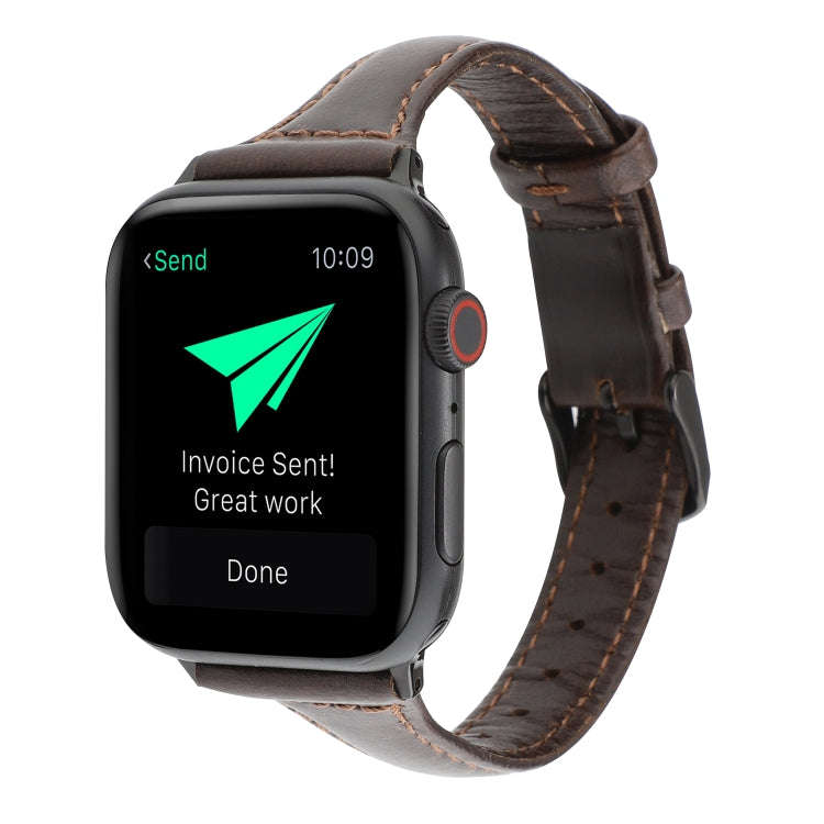 For Apple Watch Series 9&8&7 41mm / SE 3&SE 2&6&SE&5&4 40mm / 3&2&1 38mm Crazy Horse Texture Genu...