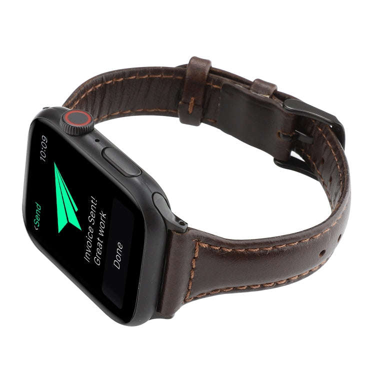 For Apple Watch Series 9&8&7 41mm / SE 3&SE 2&6&SE&5&4 40mm / 3&2&1 38mm Crazy Horse Texture Genu...