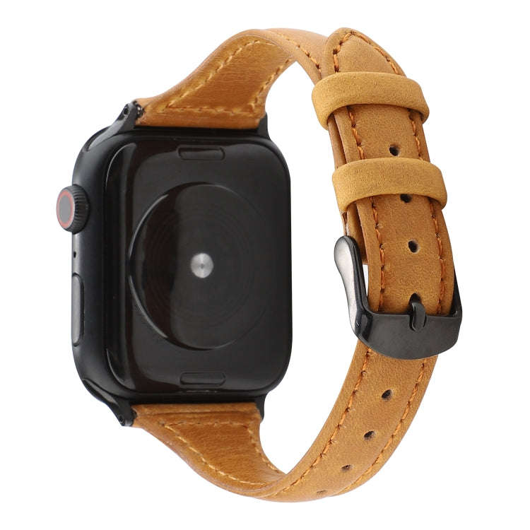 For Apple Watch Series 7 41mm / 6 & SE & 5 & 4 40mm / 3 & 2 & 1 38mm Crazy Horse Texture Genuine ...