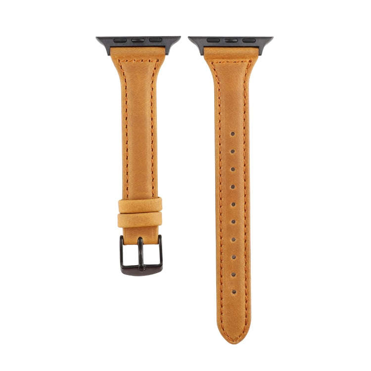 For Apple Watch Series 7 41mm / 6 & SE & 5 & 4 40mm / 3 & 2 & 1 38mm Crazy Horse Texture Genuine ...