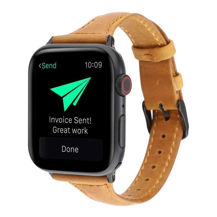 For Apple Watch Series 7 41mm / 6 & SE & 5 & 4 40mm / 3 & 2 & 1 38mm Crazy Horse Texture Genuine ...
