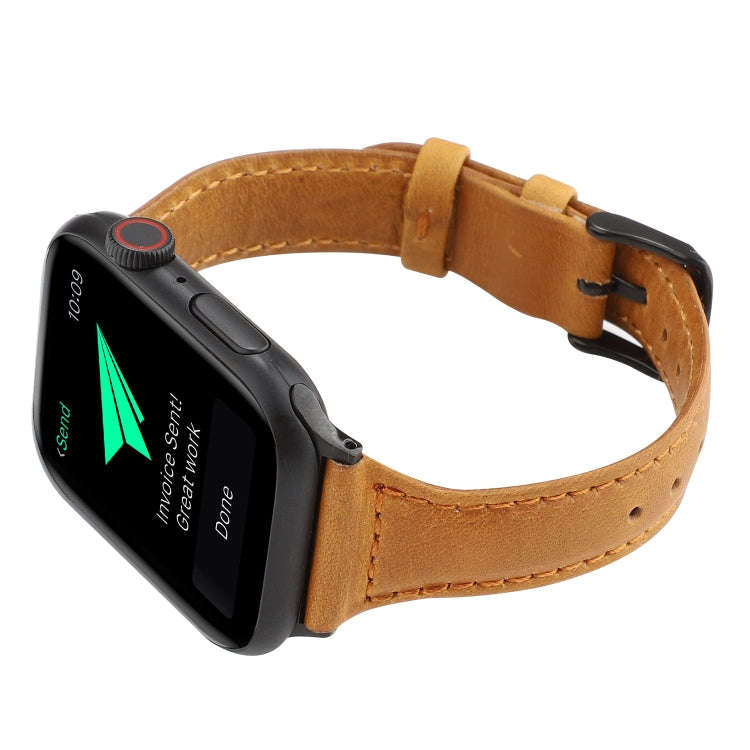 For Apple Watch Series 7 41mm / 6 & SE & 5 & 4 40mm / 3 & 2 & 1 38mm Crazy Horse Texture Genuine ...